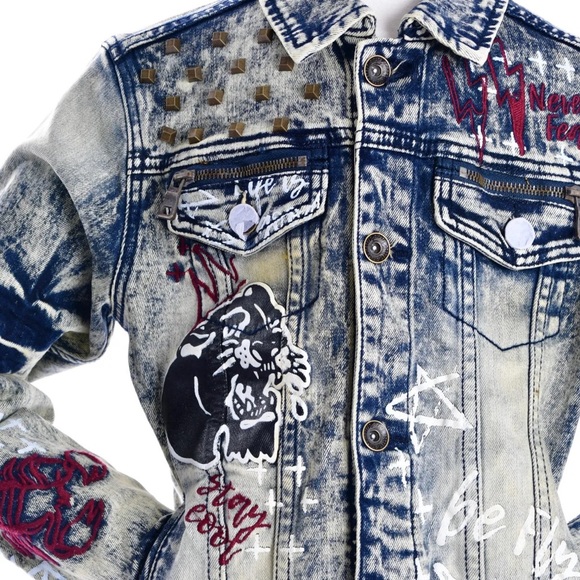 BOYS’ VINTAGE GRAPHIC BIKER JACKET - Picture 3 of 5